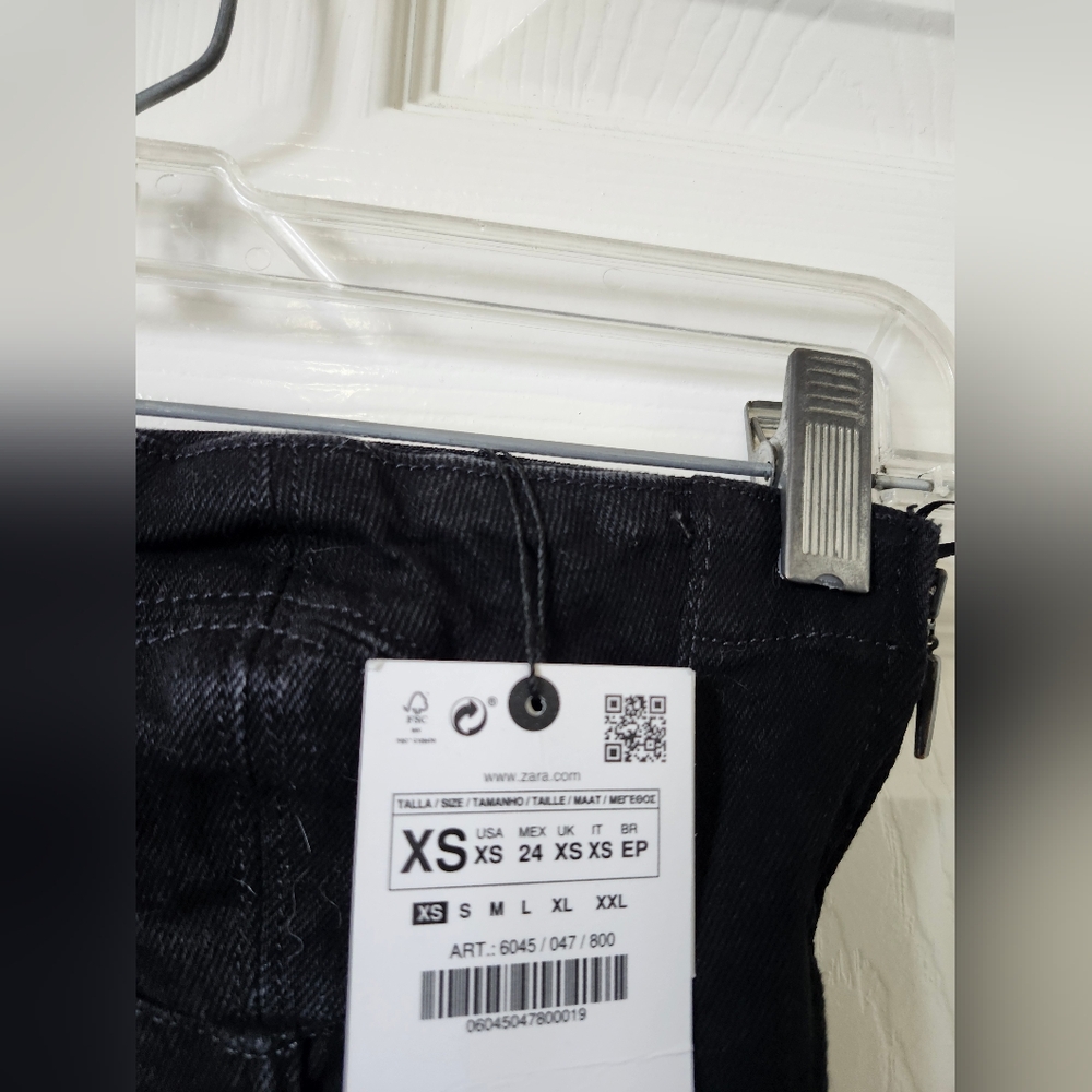 Zara Black Strapless Denim Bustier Jean Button Down Midi Dress XS - Picture 6 of 9